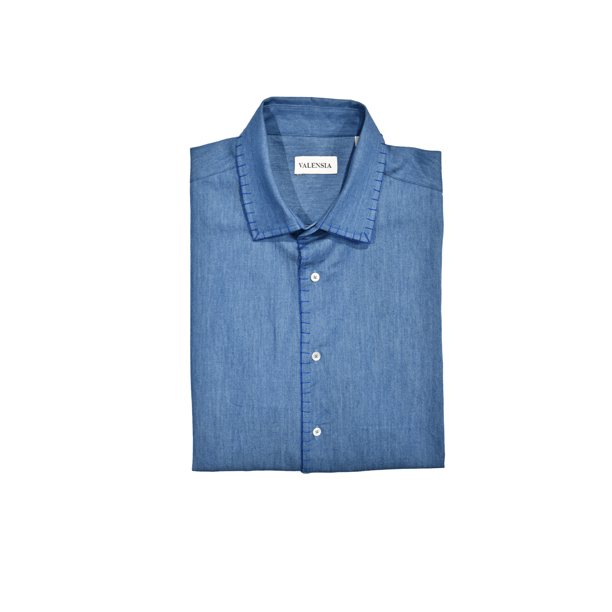 Camicia jeans denim washed con profili ricamati a mano piegata - valensia