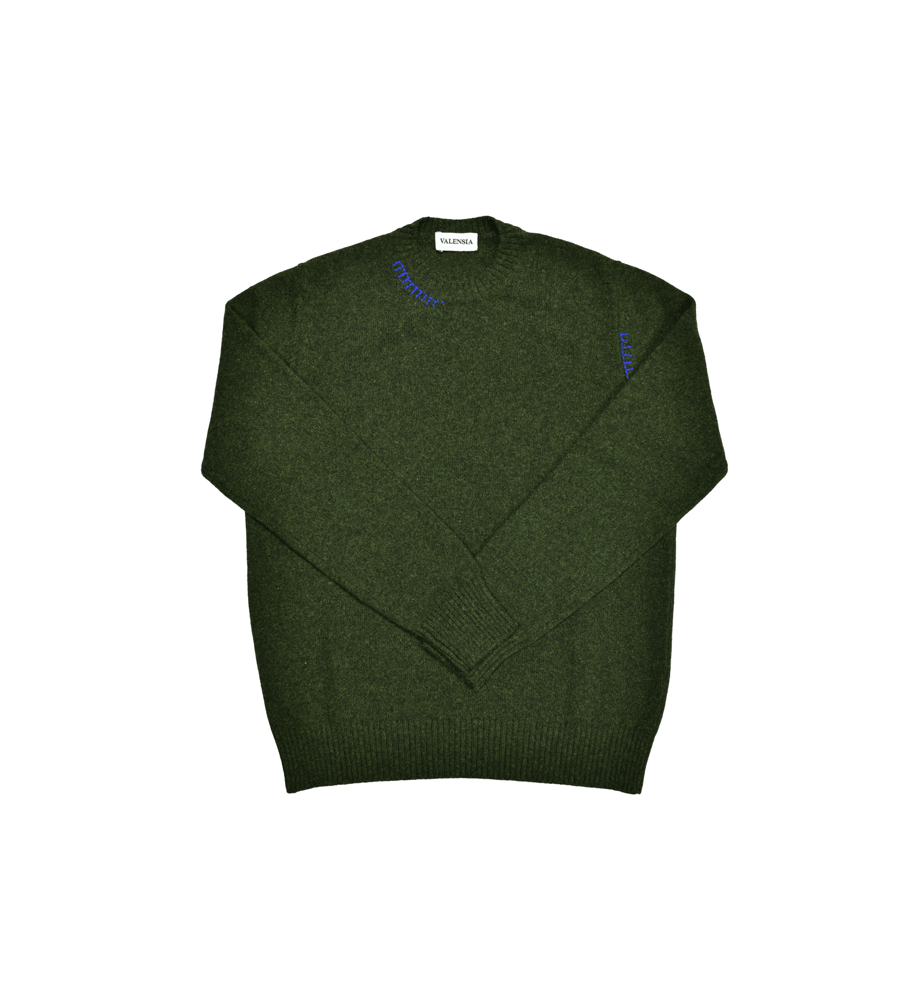 Maglione girocollo verde melange 100% cashmere - valensia