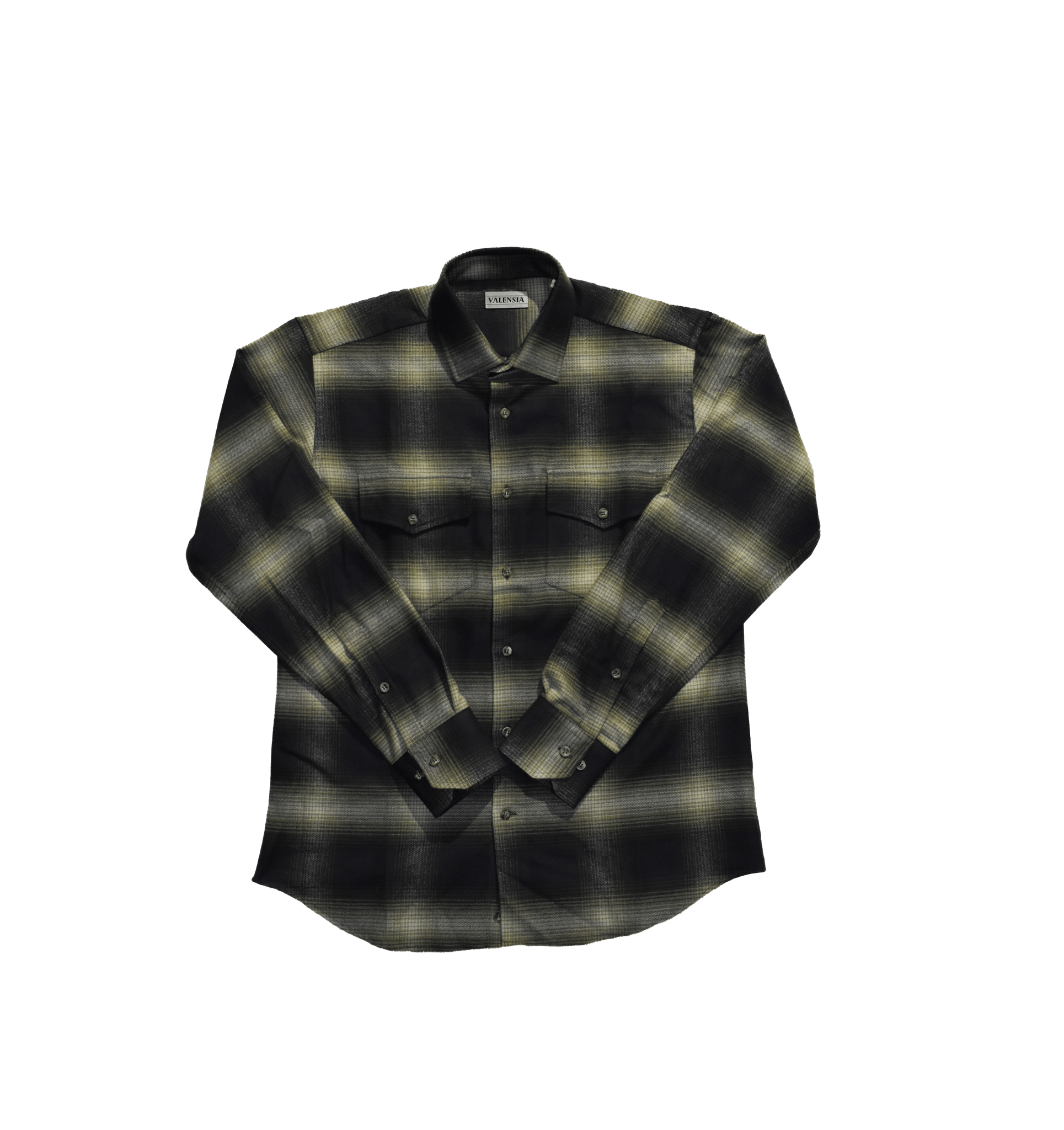 Camicia flanella quadri sfocati sagoma davanti - Valensia