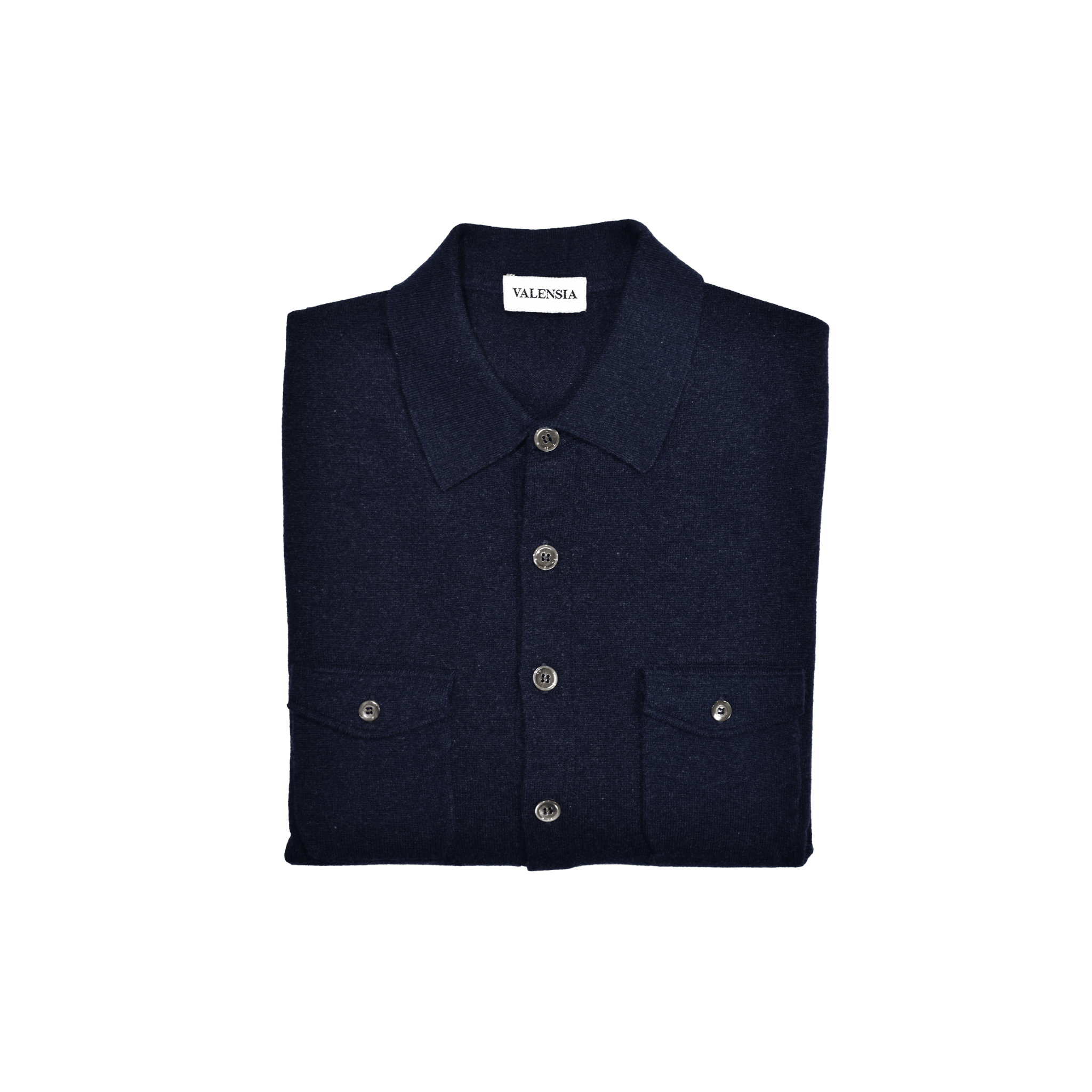 Camicia 100% cashmere blu mélange unisex piegata  - valensia