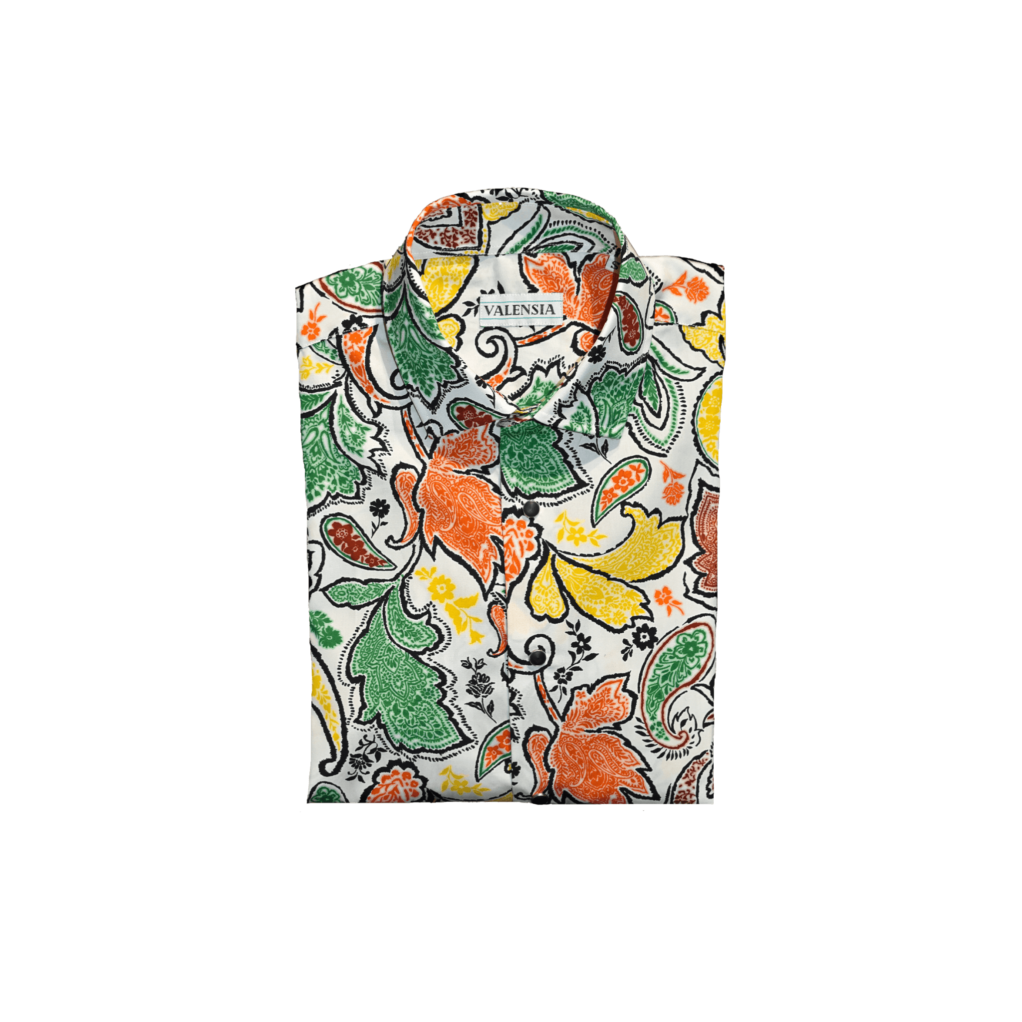 Camicia paisley in cotone con bottoni automatici piegata - Valensia