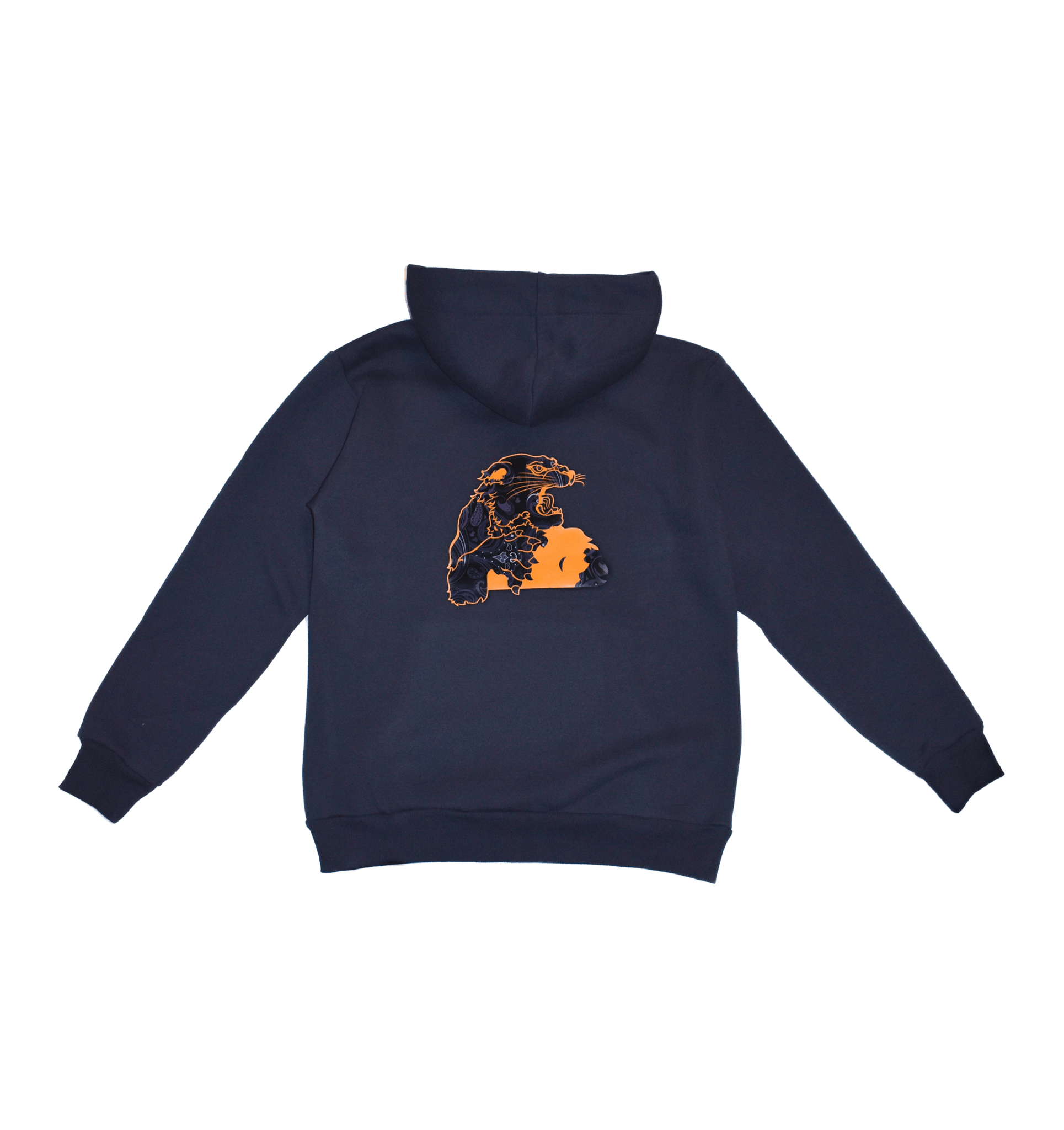 Felpa blue navy con cappuccio giaguaro paisley dietro - Valensia