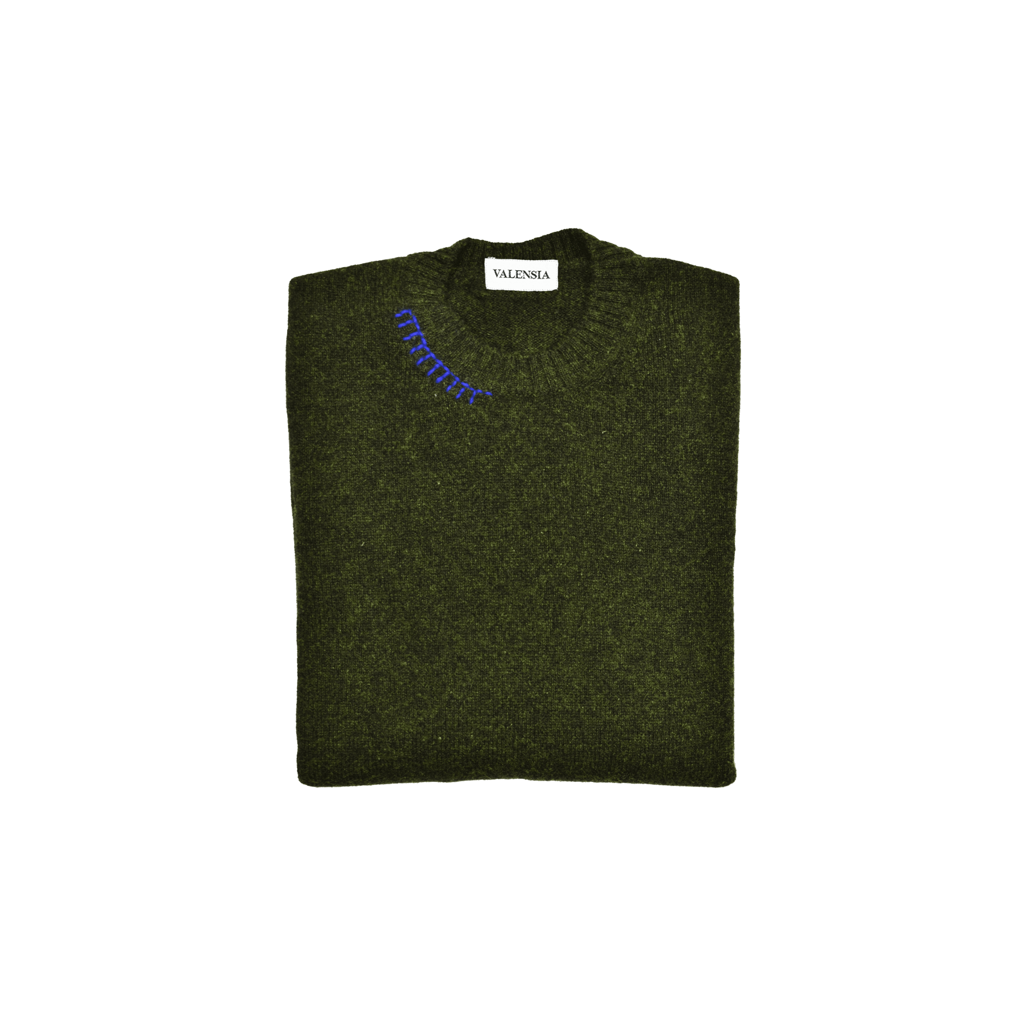 Maglione girocollo verde melange 100% cashmere piegata- valensia